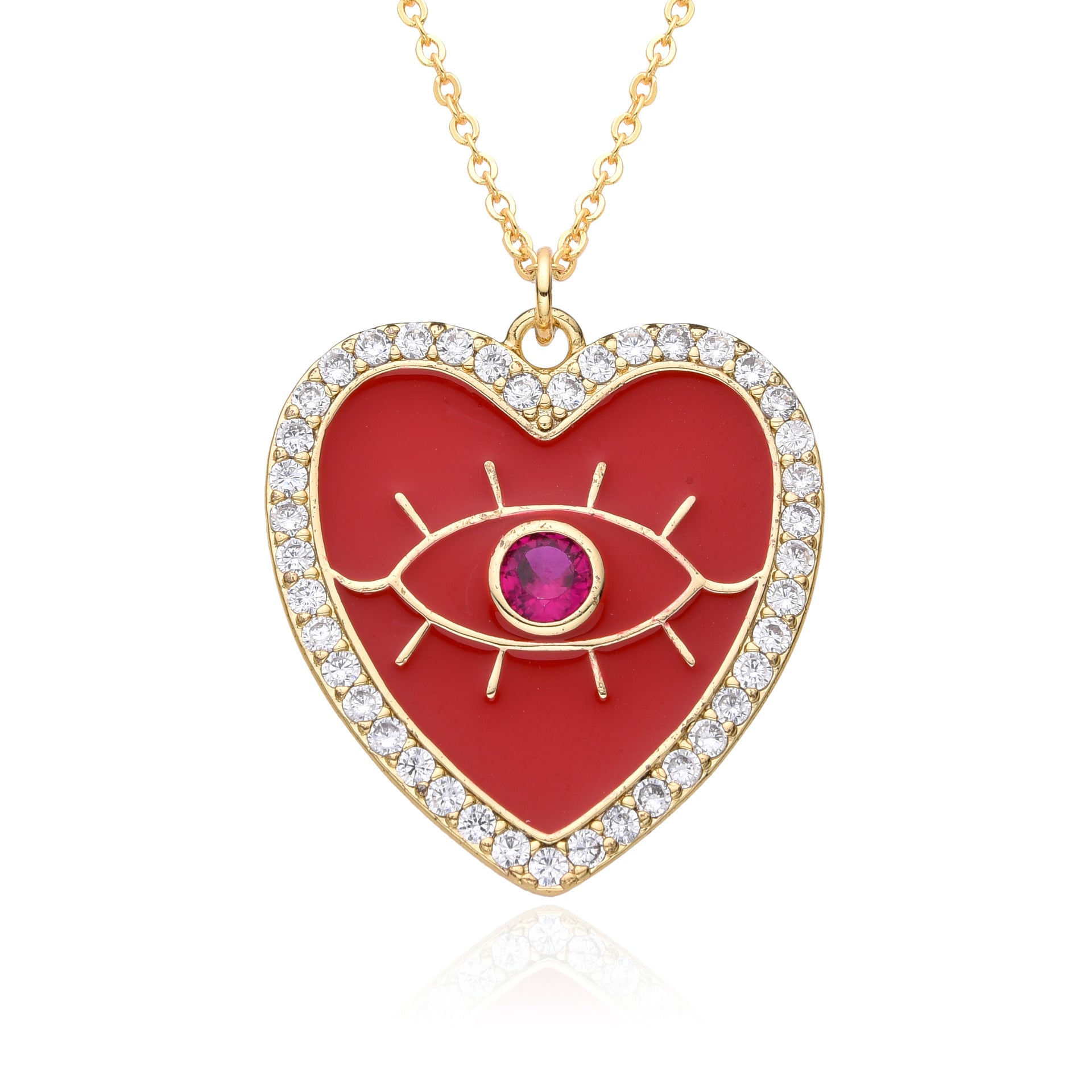 Wholesale Copper Plated Real Gold Dripping Love Eyes Geometric Necklace